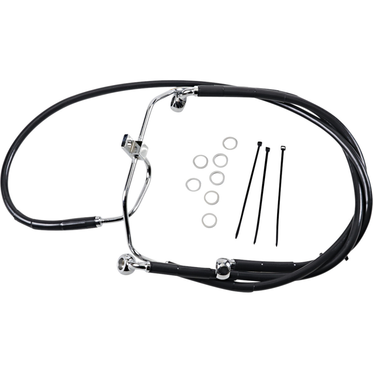 Drag Specialties - Brake Line - Front - Black - +10" - FXDF '08-'17