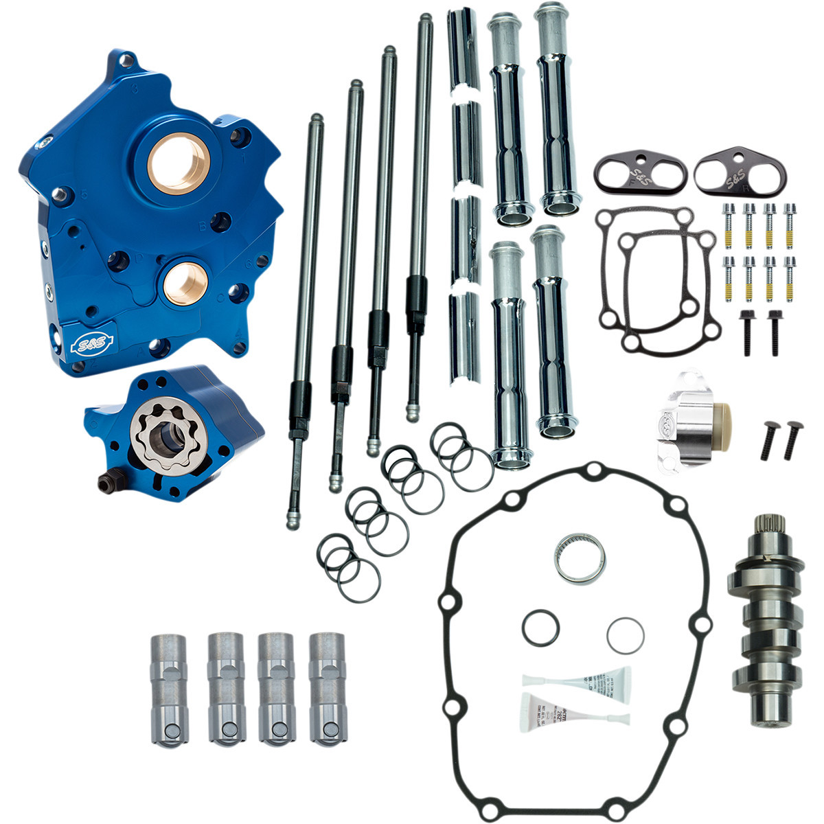 S&S Cycle #310-1004C - Cam Chest Kit - Oil Cooled - Chain Drive - 475 Cam - Chrome Pushrod Tubes - M8