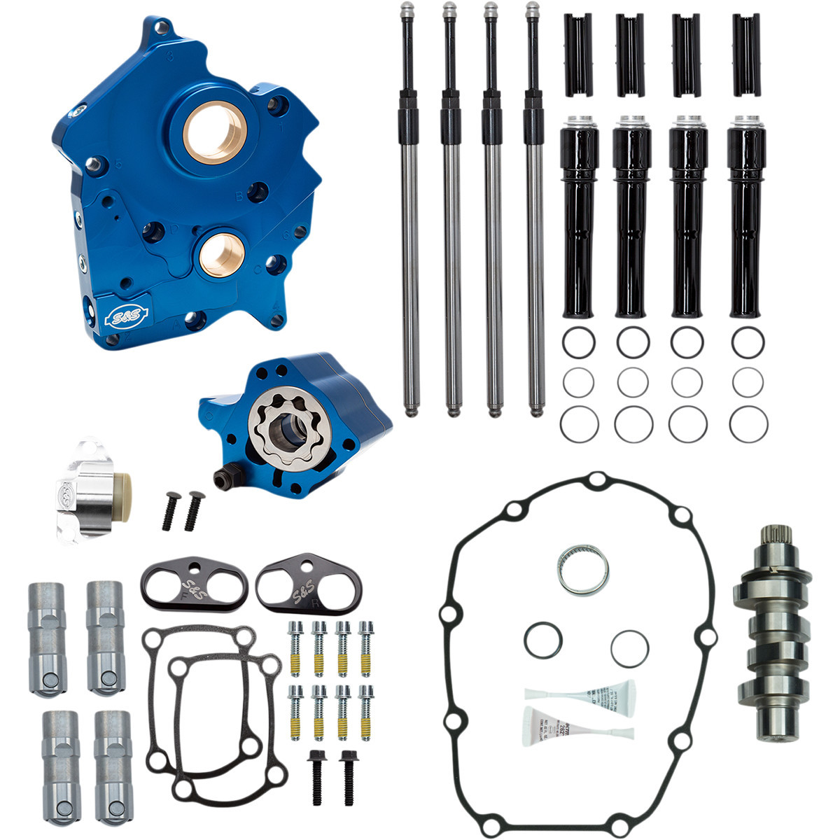 S&S Cycle #310-1012C - Cam Chest Kit - Oil Cooled - Chain Drive - 475 Cam - Black Pushrod Tubes - M8