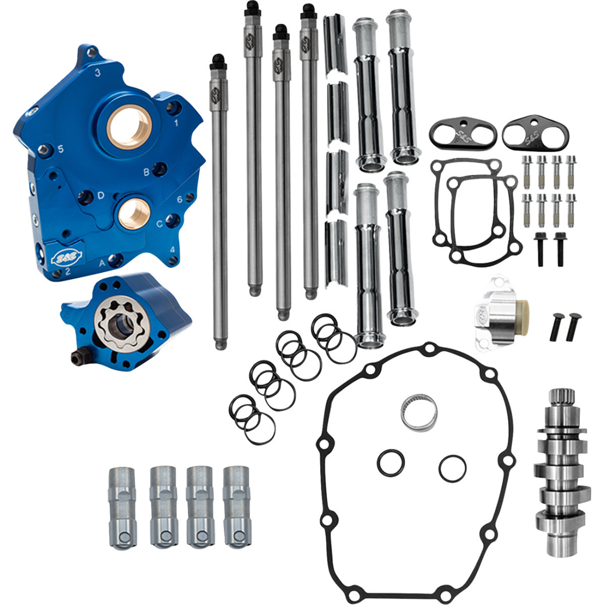 S&S Cycle #310-1384A - Cam Chest Kit - Water Cooled - Chain Drive - 496 Cam - Chrome Pushrod Tubes - M8