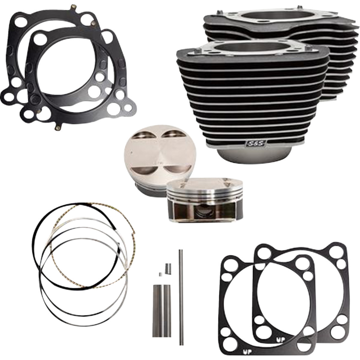 S&S Cycle #910-0684A - Cylinder Kit - 128" Big Bore - Wrinkle Black w/Highlights - 114"/117" M8
