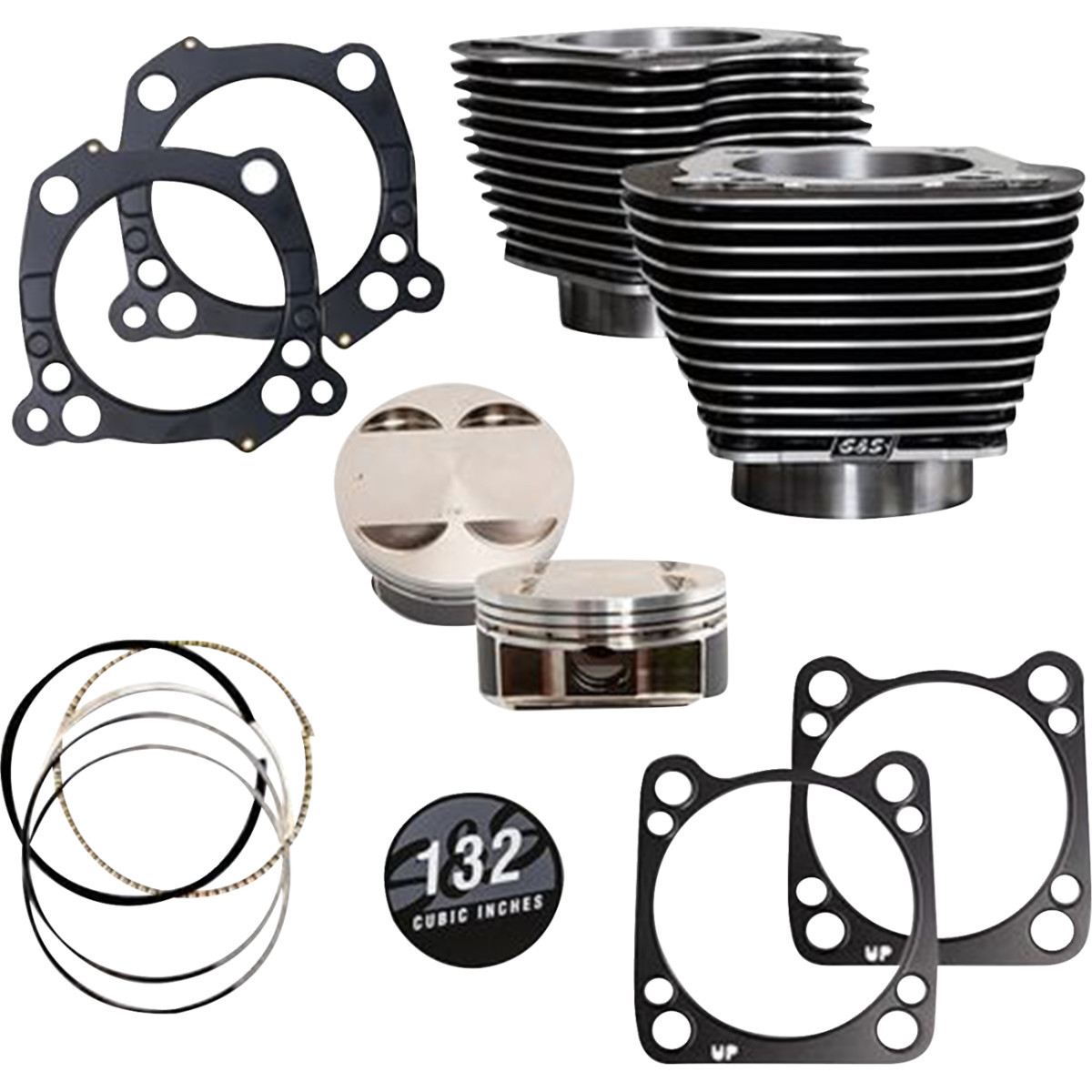 S&S Cycle #910-0847A - 132" Cylinder Kit - 4.500" Stroke - Black Granite w/Highlighted Fins - M8