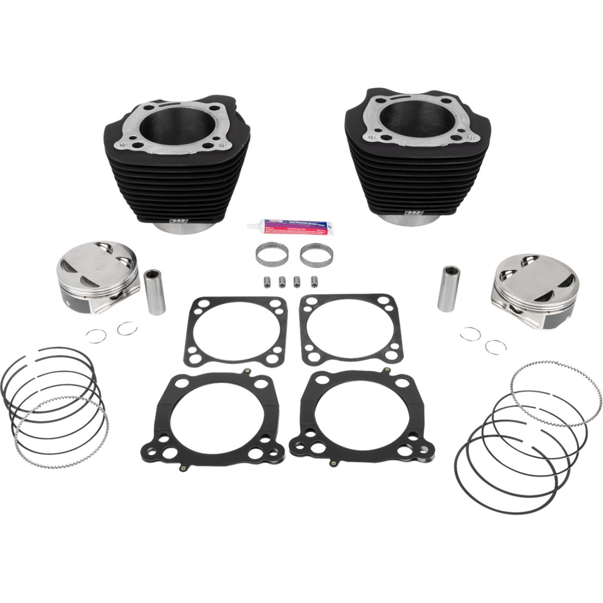 S&S Cycle #910-0846A - 132" Cylinder Kit - 4.500" Stroke - Wrinkle Black w/o Highlighted Fins - M8
