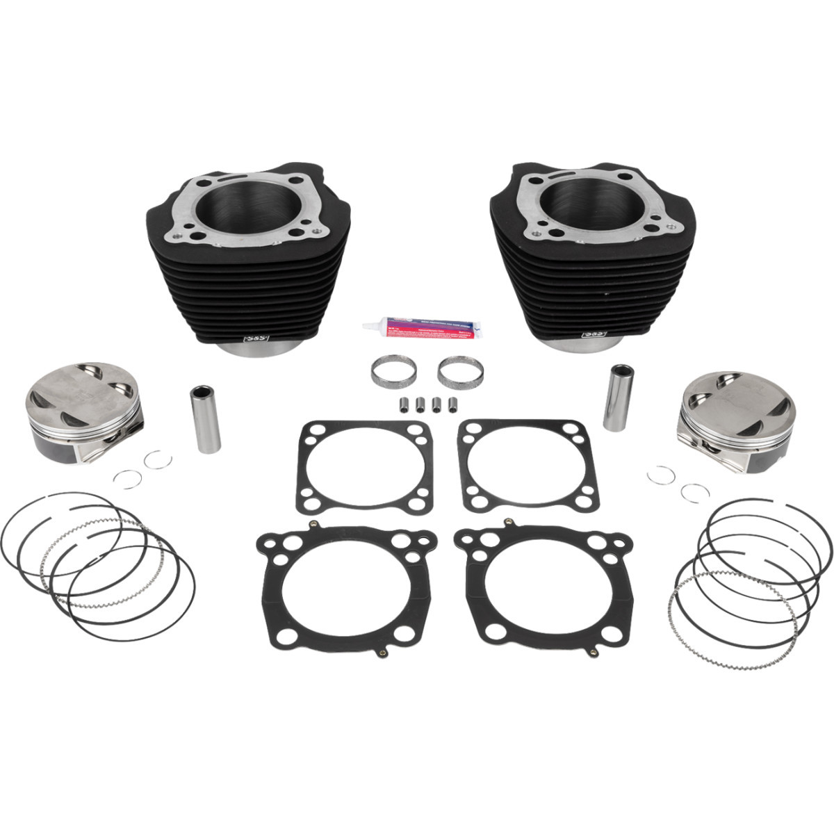 S&S Cycle #910-0849A - 136" Cylinder Kit - 4.625" Stroke - Wrinkle Black w/o Highlighted Fins - M8