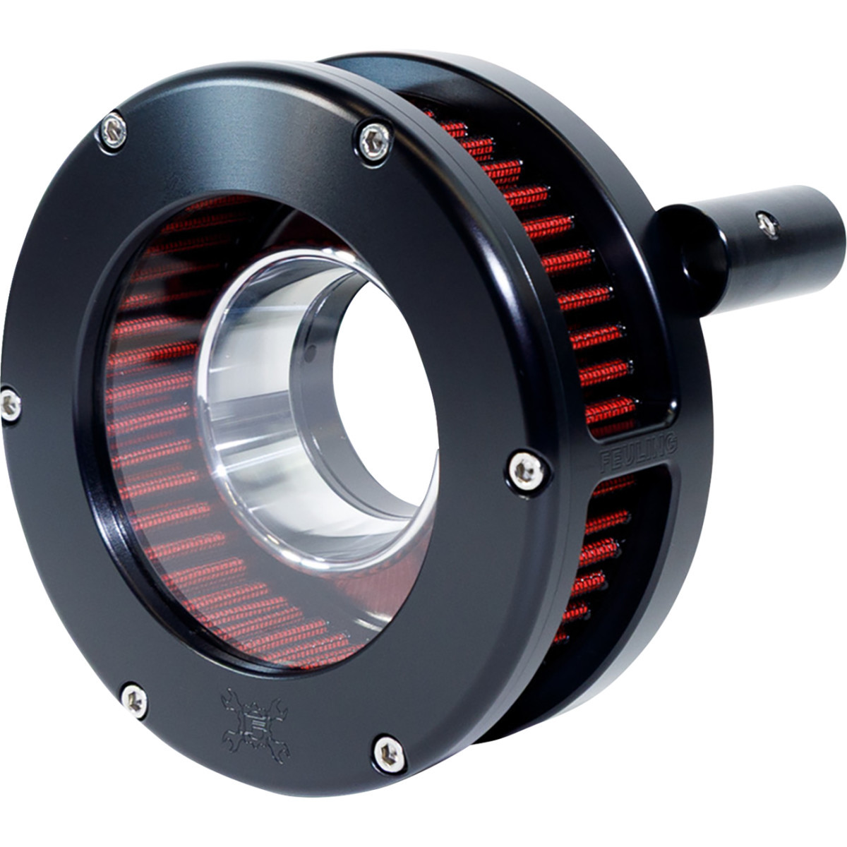 Feuling Parts #5454-S - Slim BA Air Cleaner Kit - Black/Clear - Red Filter - '08-'17 Twin Cam