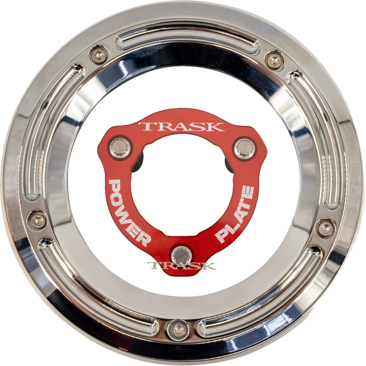 Trask #TM-0051-CH-RD - Derby Cover with Power Plate - Chrome/Red - Kit - '17-'25 Harley-Davidson