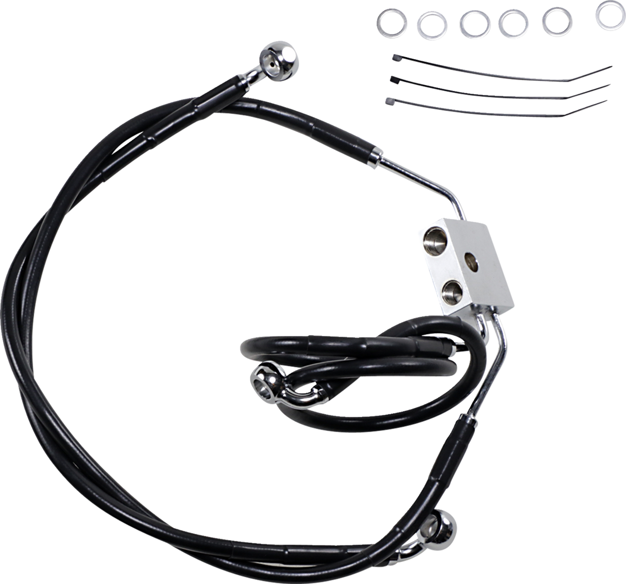 Brake Line - Front - Black - +4" - FXDF 12-17