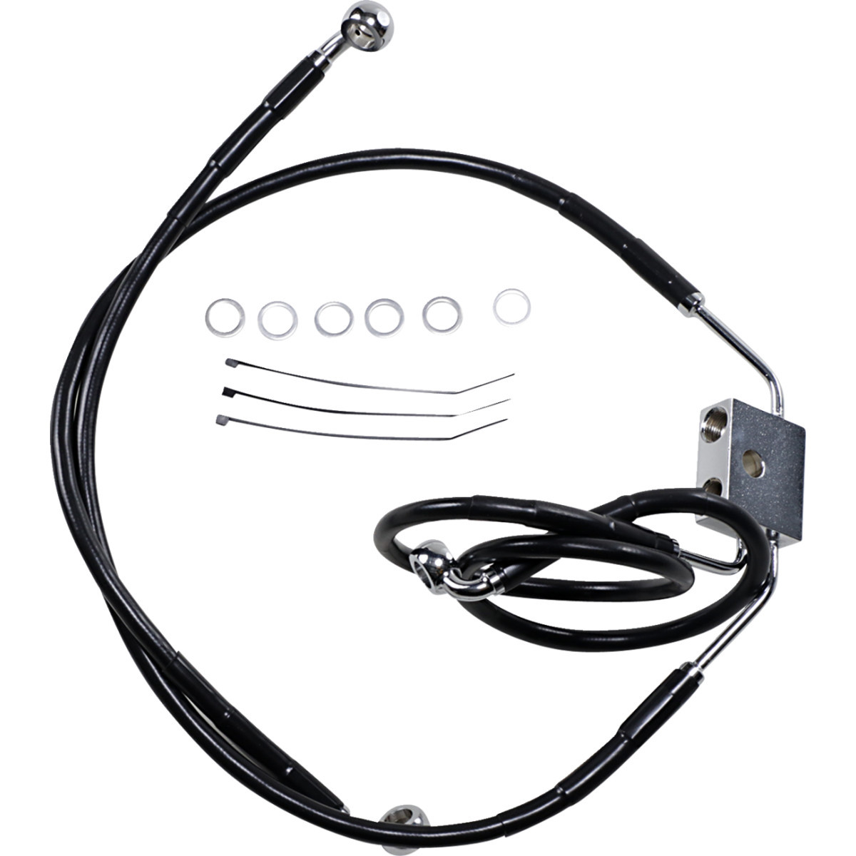 Drag Specialties - Brake Line - Front - Black - +6" - FXDF '12-'17