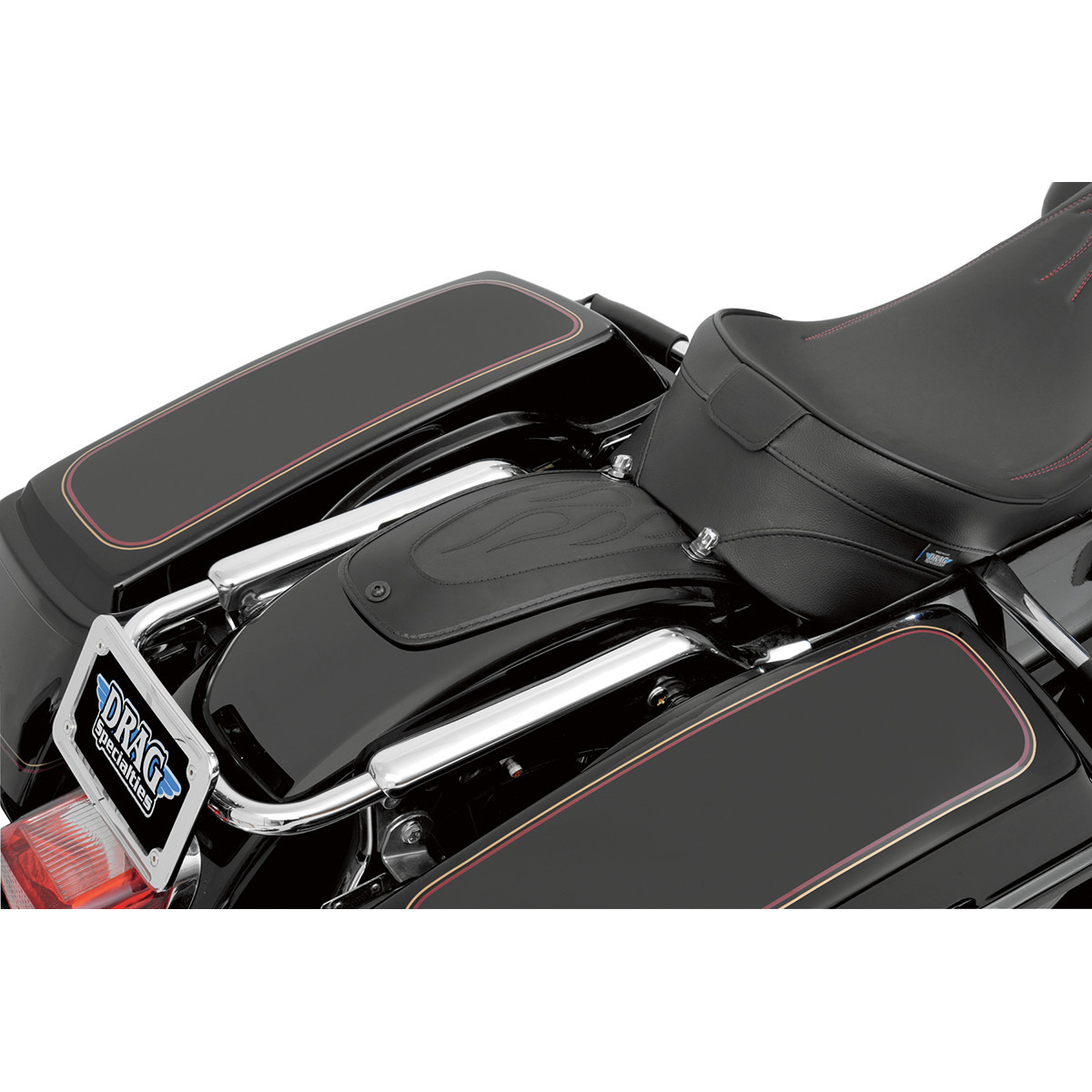Drag Specialties Seats - Fender Skin - Flame Stitched Automotive-Grade Vinyl Center