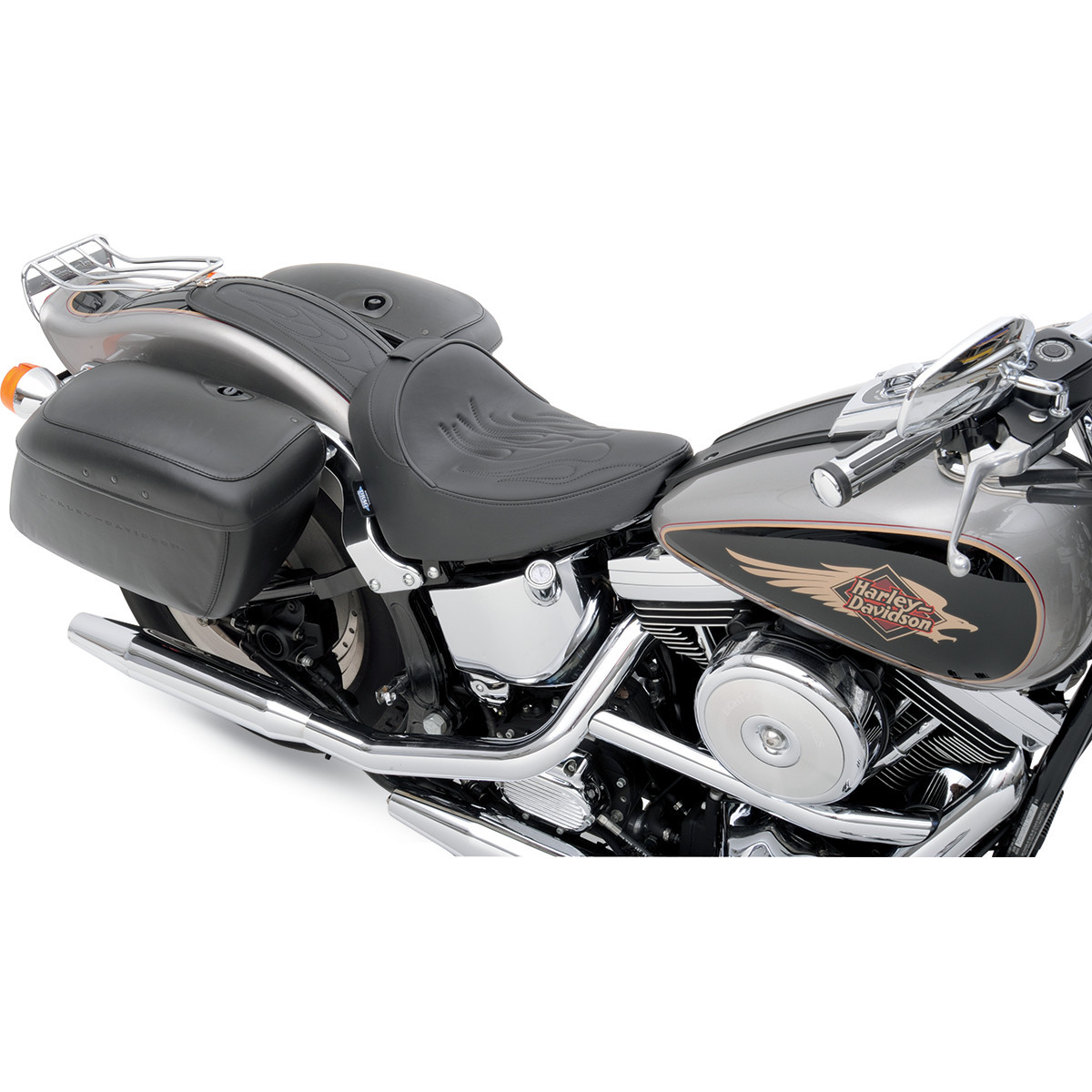 Drag Specialties Seats - Fender Skin - Flame Stitched Automotive-Grade Vinyl Center