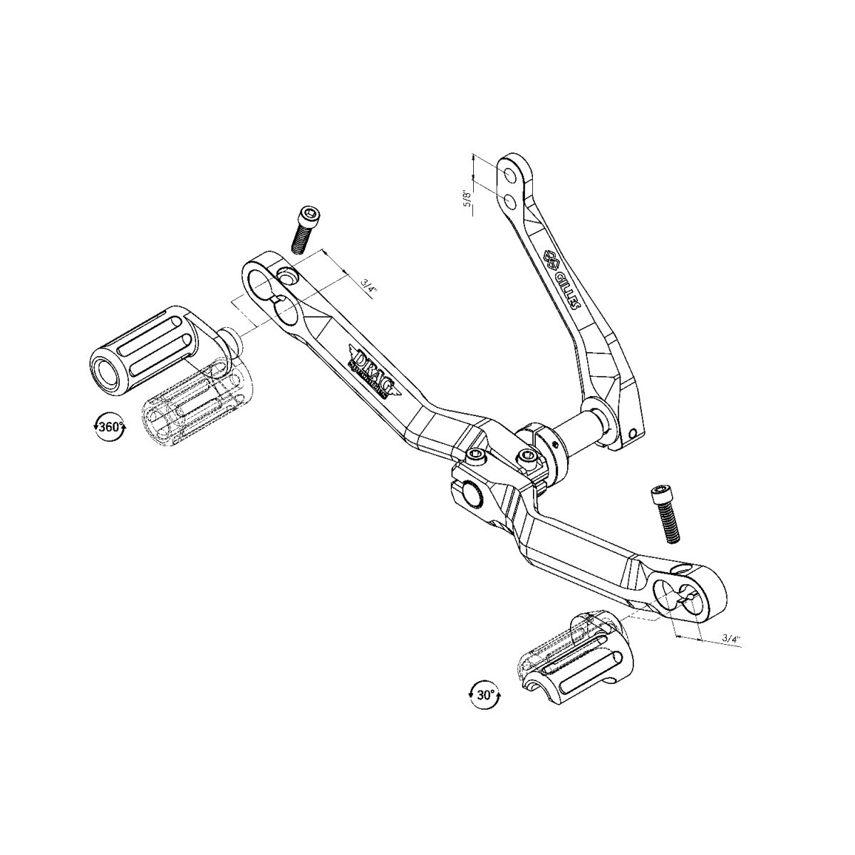 Drag Specialties - Heel/Toe Shifter Designed by Gilles - Adjustable - Black