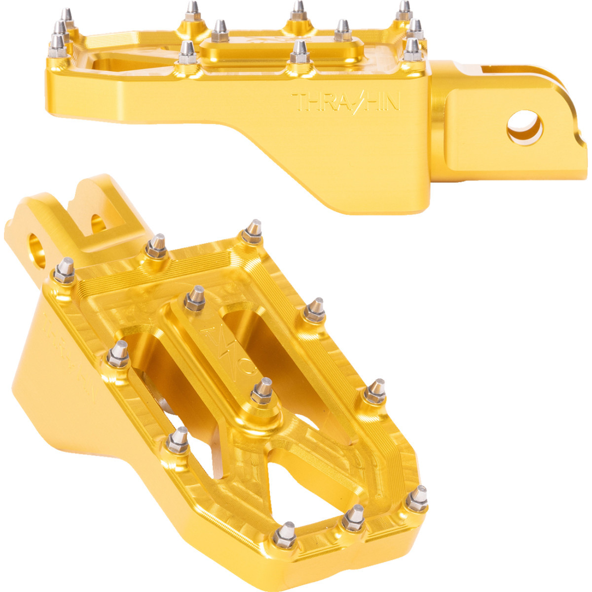 Thrashin Supply CO. #TSC-2022-5-SF - Aggressor Foot Pegs - Front - Gold - FL/FX '18-'25