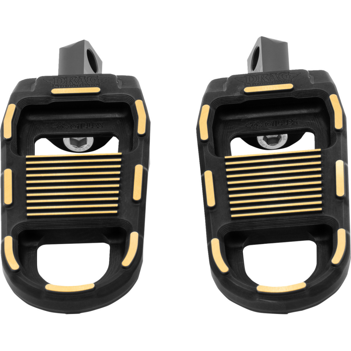 Drag Specialties - Adjustable Foot Pegs Designed by Gilles - Black/Gold