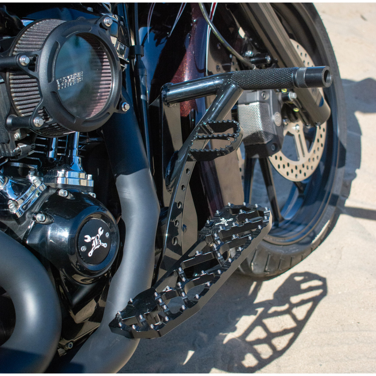 Burly Brand #B13-1053B - MX-Evolution Floorboards - Driver - Black - FL '85-'26