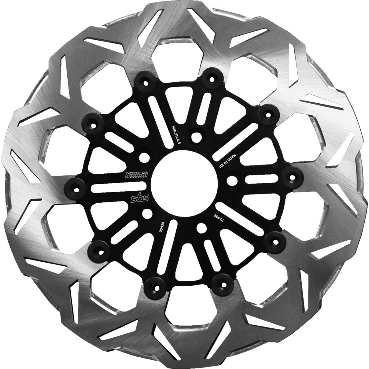 SBS Designed BY Kodlin #7146E - Design "E" 10-Spoke Floating Brake Rotor - Stainless Steel - Front
