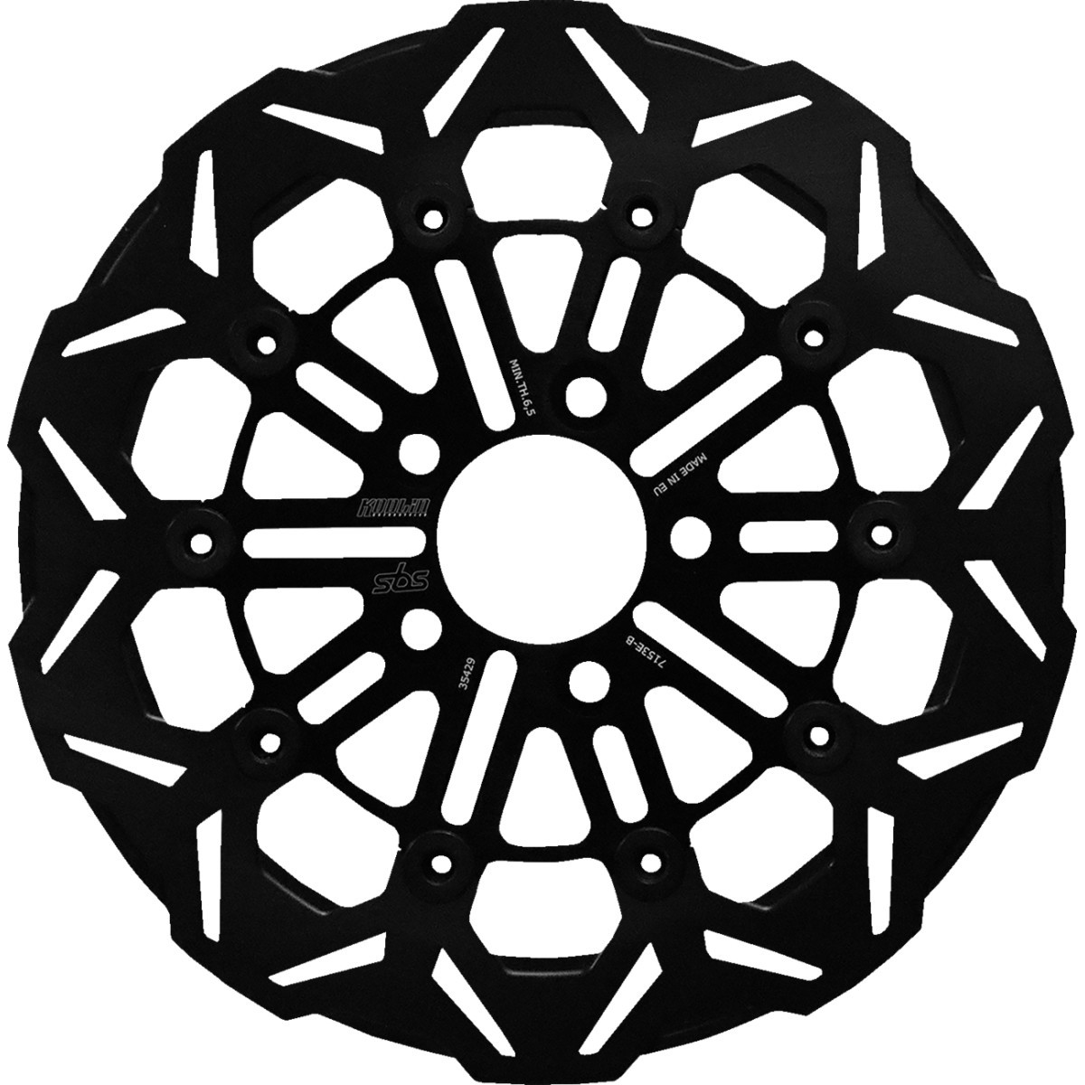SBS Designed BY Kodlin #7153E-B - Design "E" 10-Spoke Floating Brake Rotor - Black - Rear