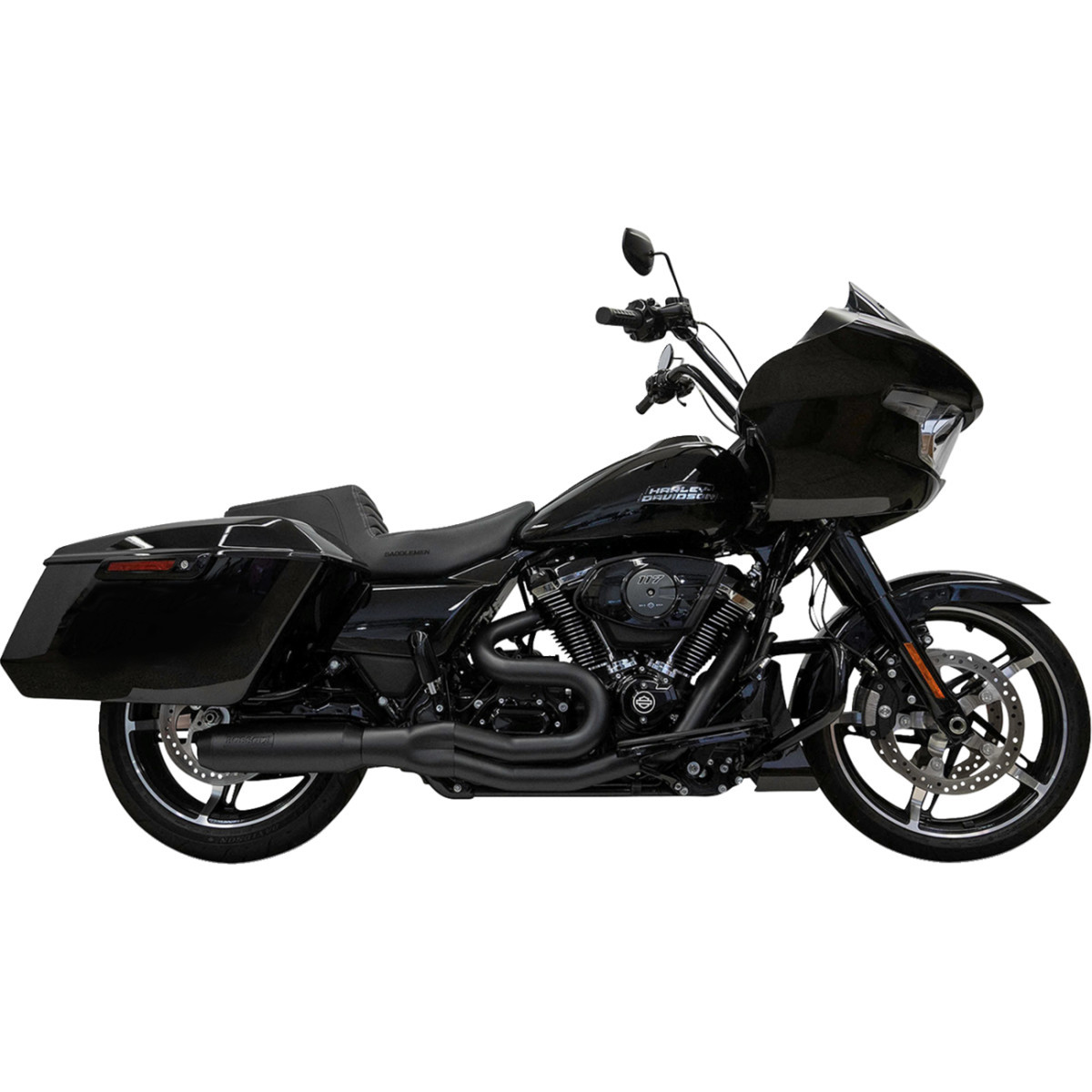 Bassani Xhaust #1F98B - 2-into-1 Mid-Length Super Bike Exhaust System - 4" Muffler - M8 Touring