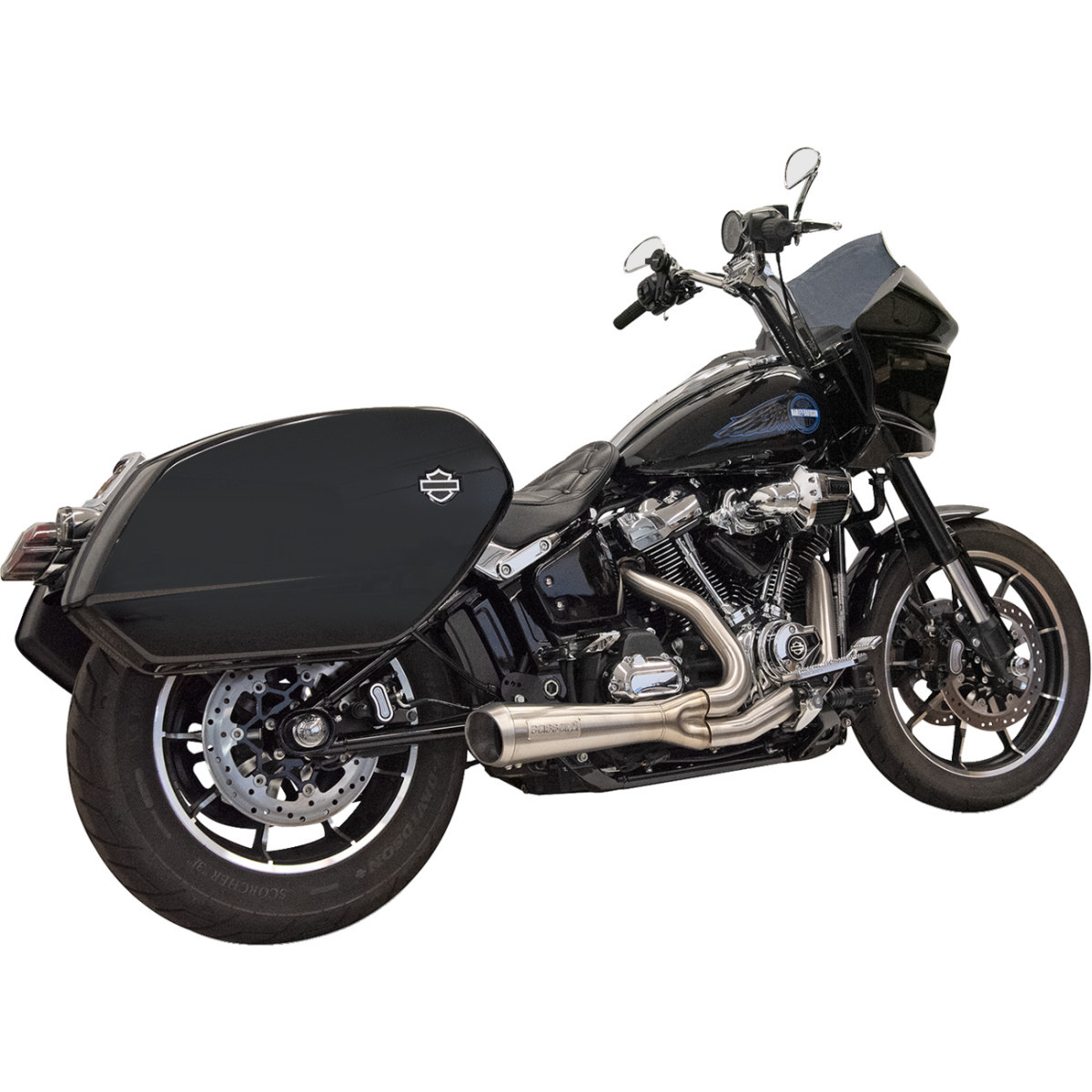Bassani Xhaust #1S79SSE - 2-into-1 Ripper Exhaust System with Megaphone Muffler - Stainless - 49-State - M8 Softail
