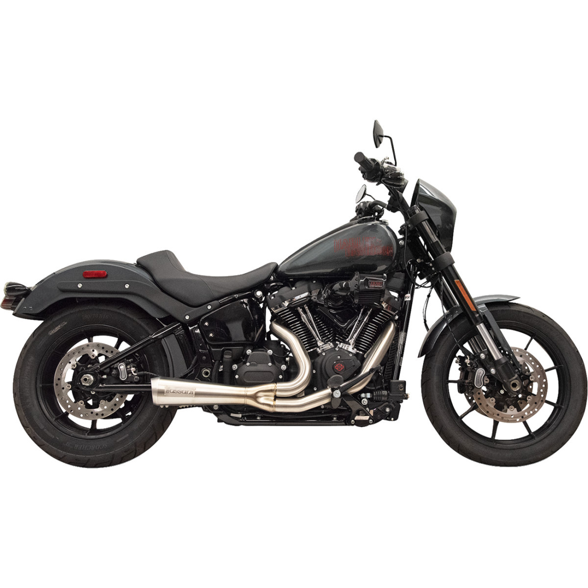 Bassani Xhaust #1S75SSE - 2-into-1 Ripper Exhaust System with Megaphone Muffler - Short - Stainless - 49-State - M8 Softail