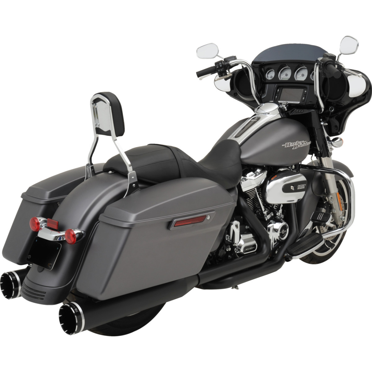 Khrome Werks #200810A-SR - 2-into-1-into-2 Dominator-SR Exhaust System - Black - Without End Caps - M8 Touring