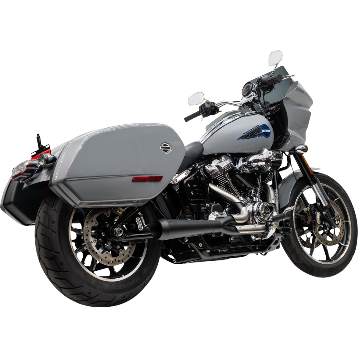 Trask #TM-5054BK - 2-into-1 Assault Exhaust System - Black - Softail M8