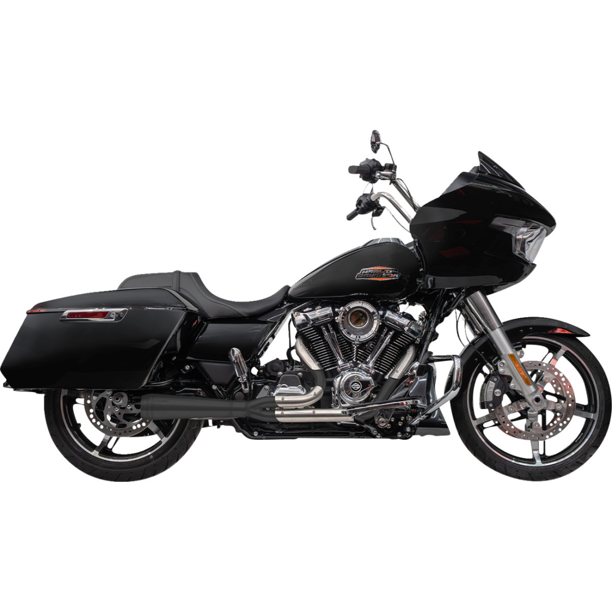 Trask #TM-5011BK - 2-into-1 Assault Exhaust System - Black - Touring M8
