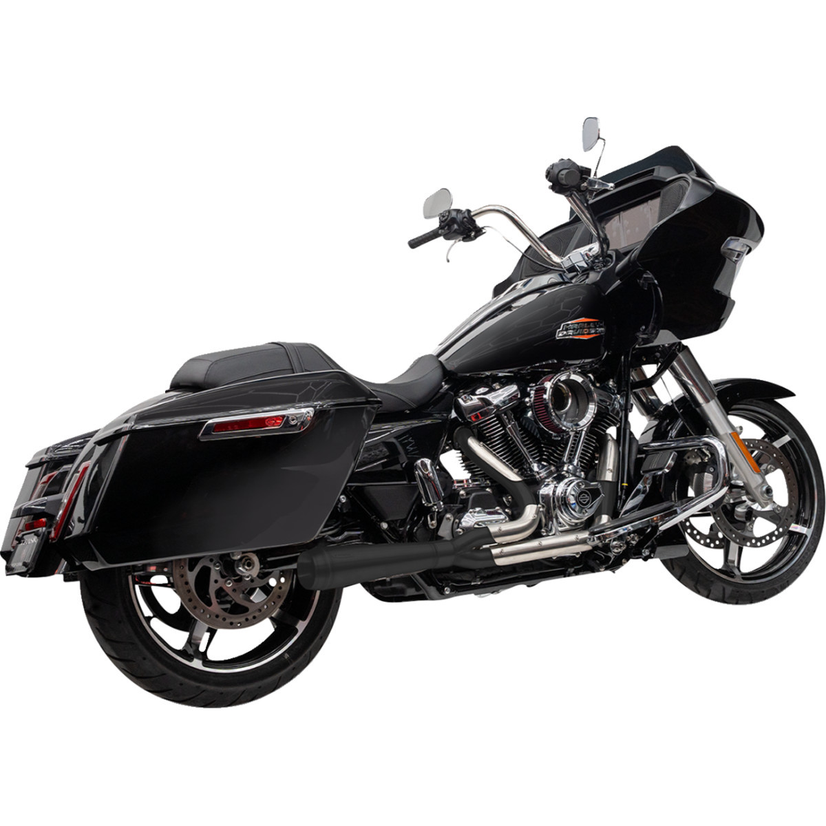 Trask #TM-5011BK - 2-into-1 Assault Exhaust System - Black - Touring M8