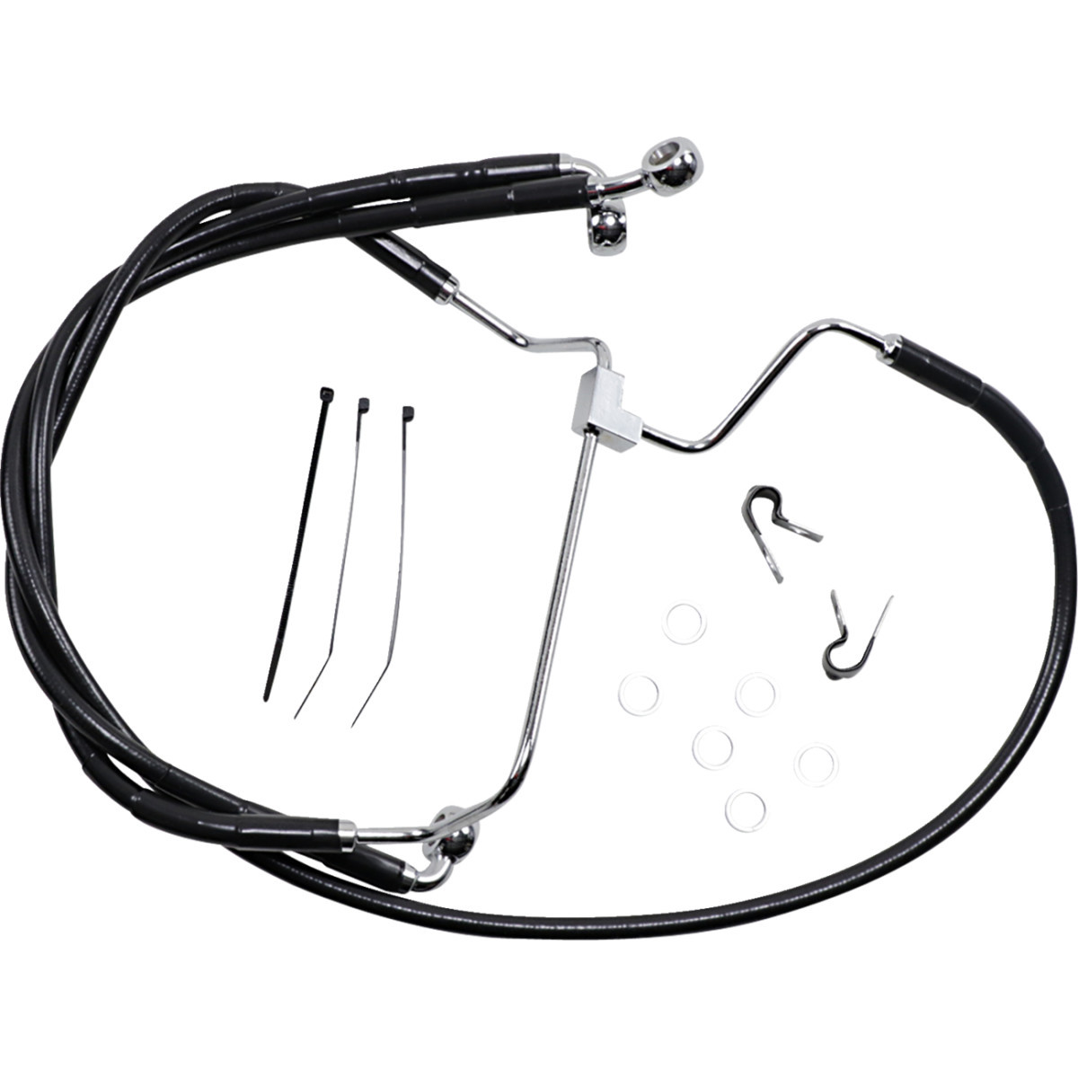 Drag Specialties - Brake Line - Front - Black - +6"