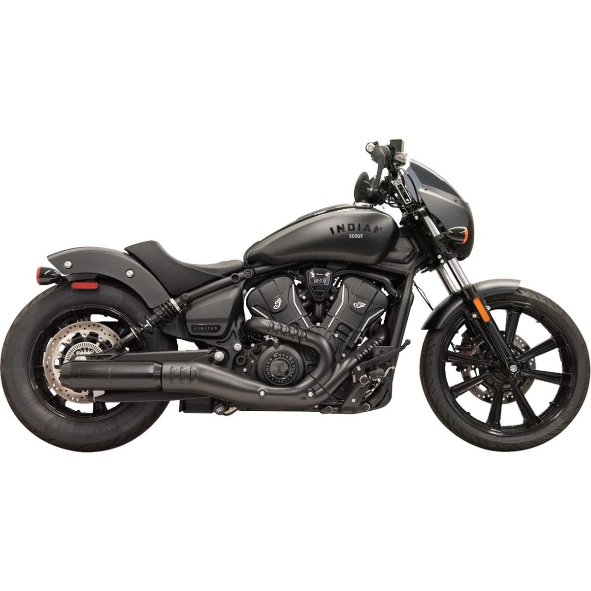 Bassani Xhaust #8S37B - 4" Slip-On Muffler with Billet End Cap - Black - Scout