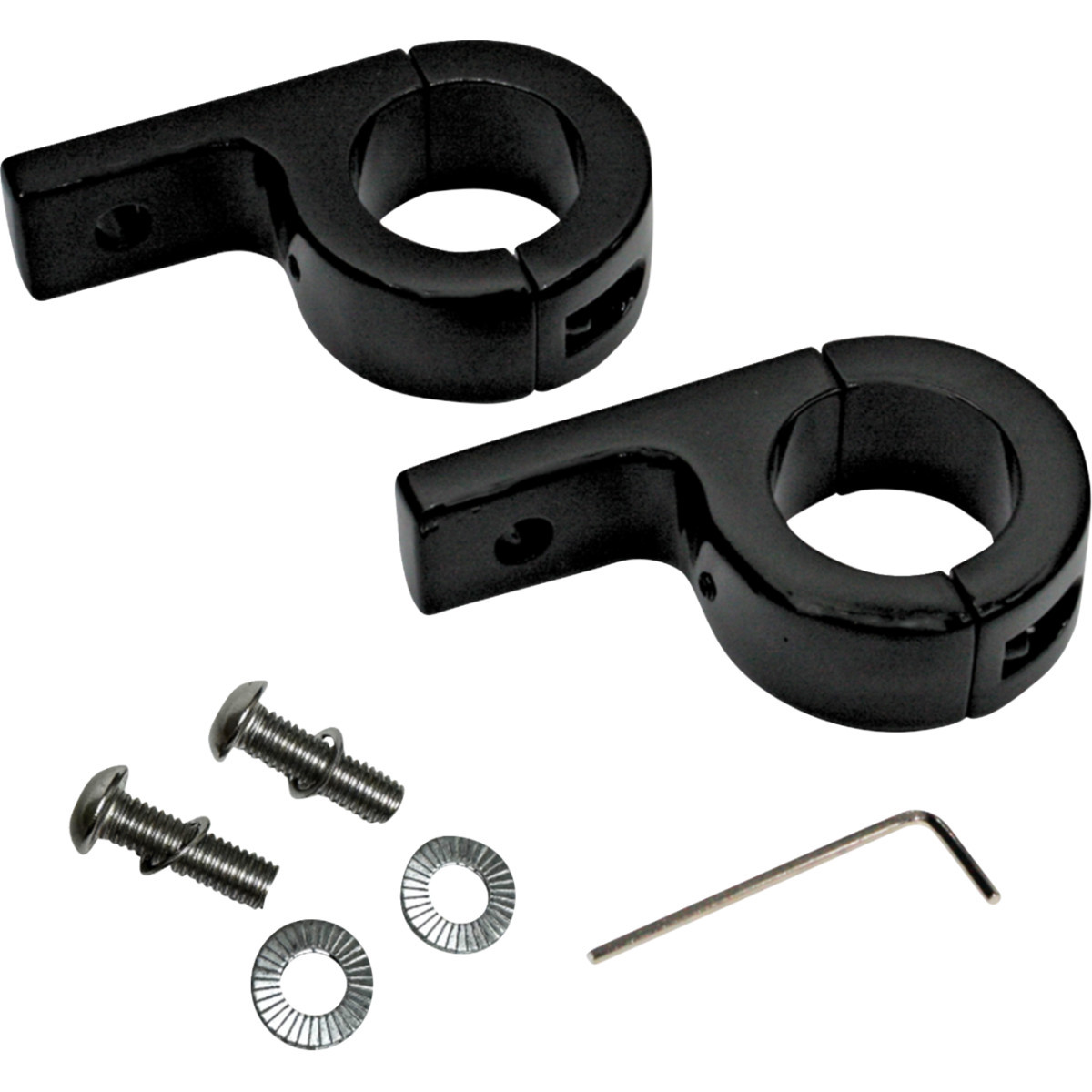 Custom Dynamics #CD-125-B - P-Clamp Mounts - Fog Light - Gloss Black - Harley-Davidson®