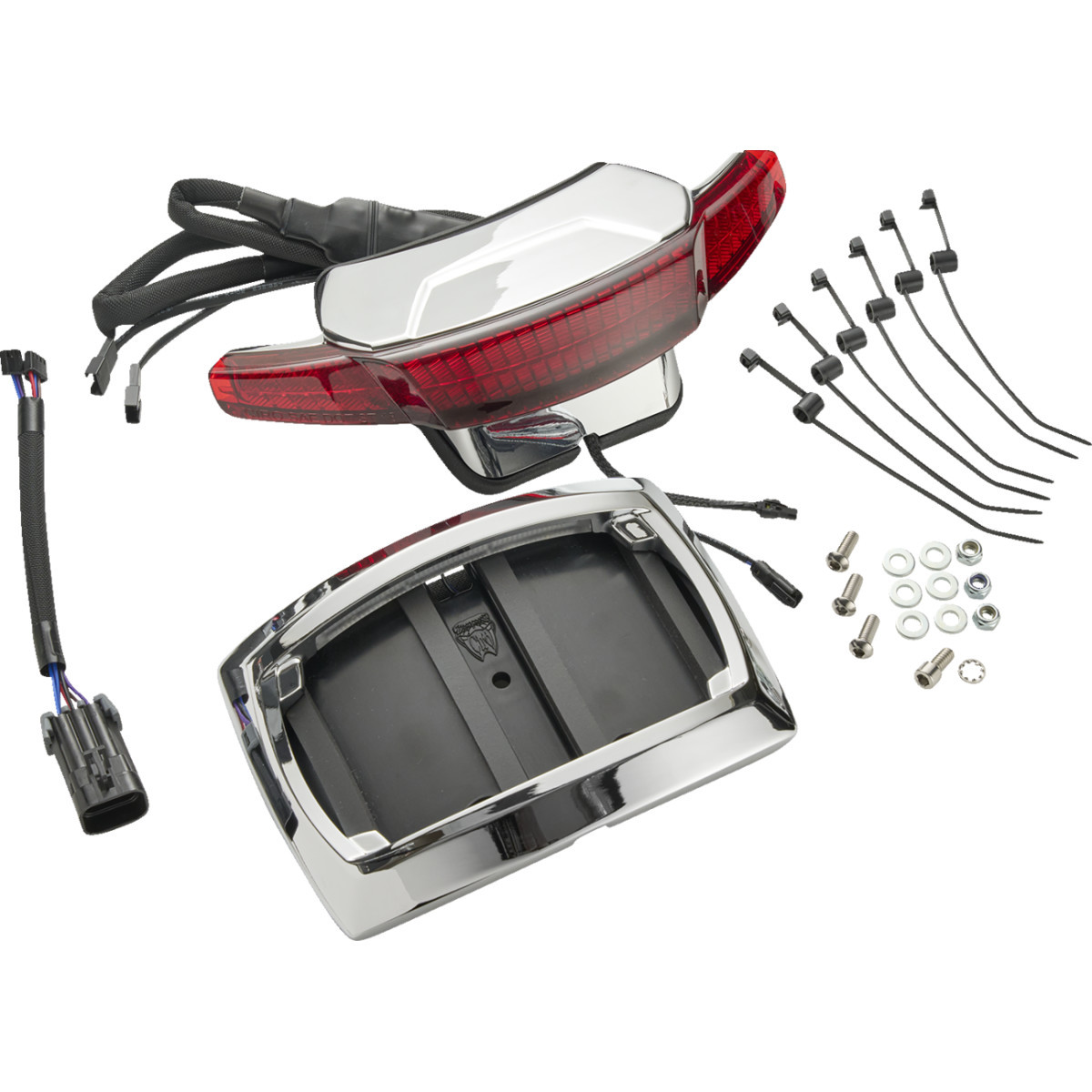 Ciro #46473 - Latitude Taillight License Plate Mount - Red Lens - Chrome - Indian