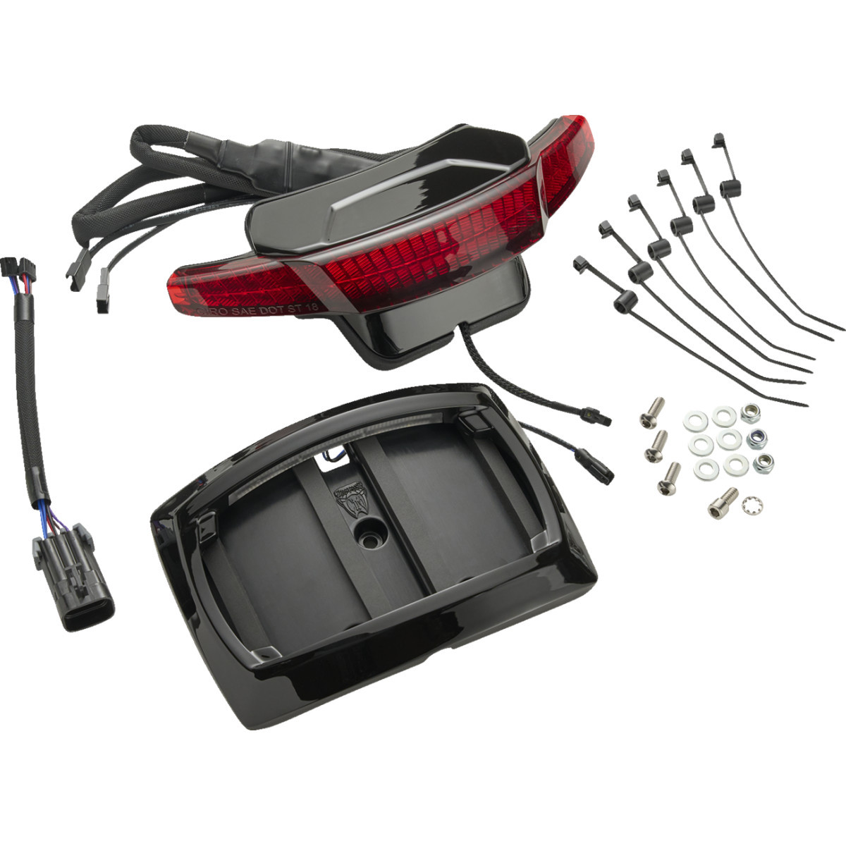 Ciro #46474 - Latitude Taillight License Plate Mount - Red Lens - Black - Indian