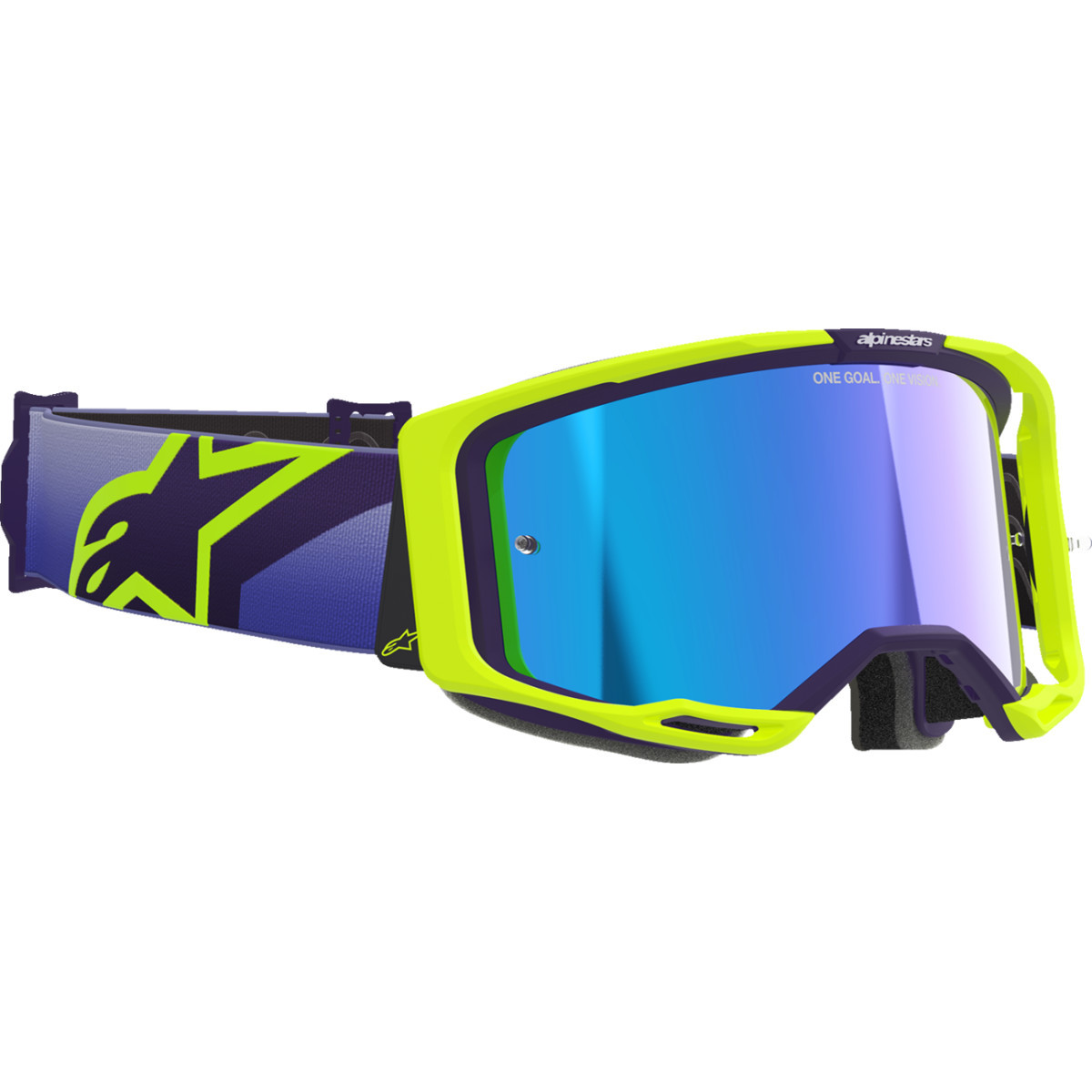 Alpinestars Goggles #5101625-3161 - Vision 8 Goggle - Corp - Purple/Yellow Fluo - Blue Mirror Lens