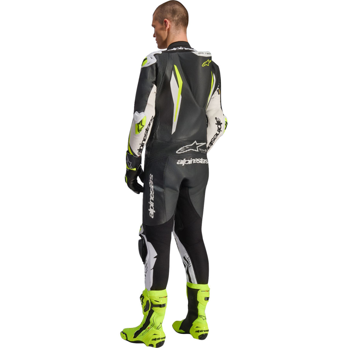 Alpinestars #3150226-125-54 - GP Tech v5 1-Piece Leather Suit - Black/White/Yellow Fluo - US 44 / EU 54
