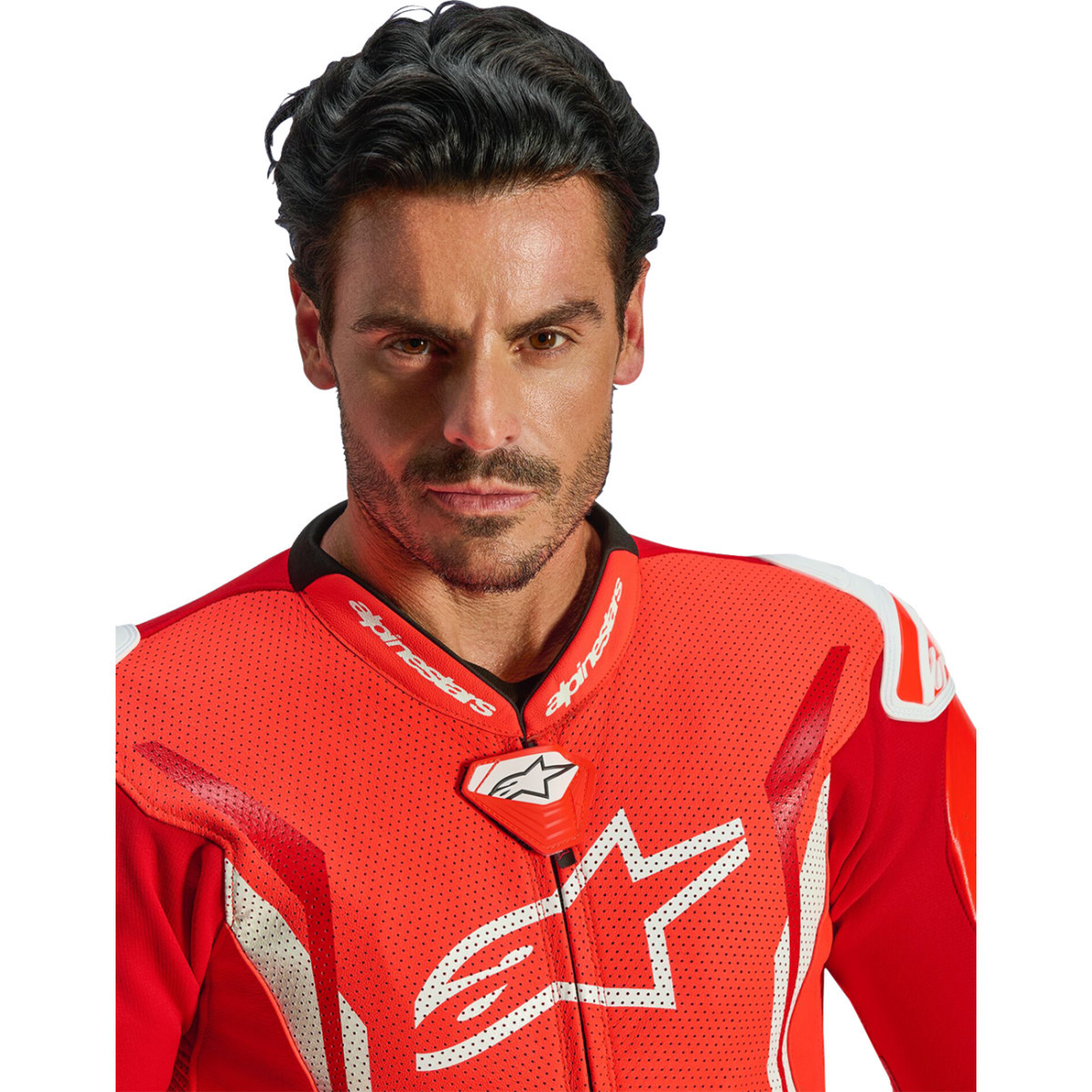 Alpinestars #3150226-3310-50 - GP Tech v5 1-Piece Leather Suit - Red Fluo/Bright Red/White - US 40 / EU 50
