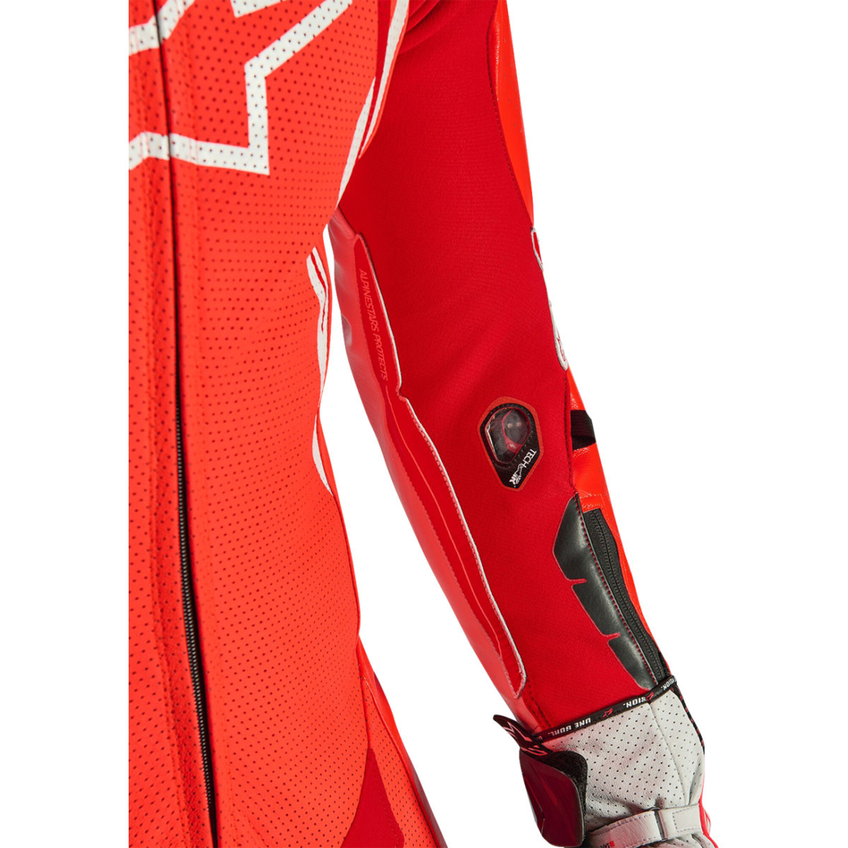Alpinestars #3150226-3310-54 - GP Tech v5 1-Piece Leather Suit - Red Fluo/Bright Red/White - US 44 / EU 54