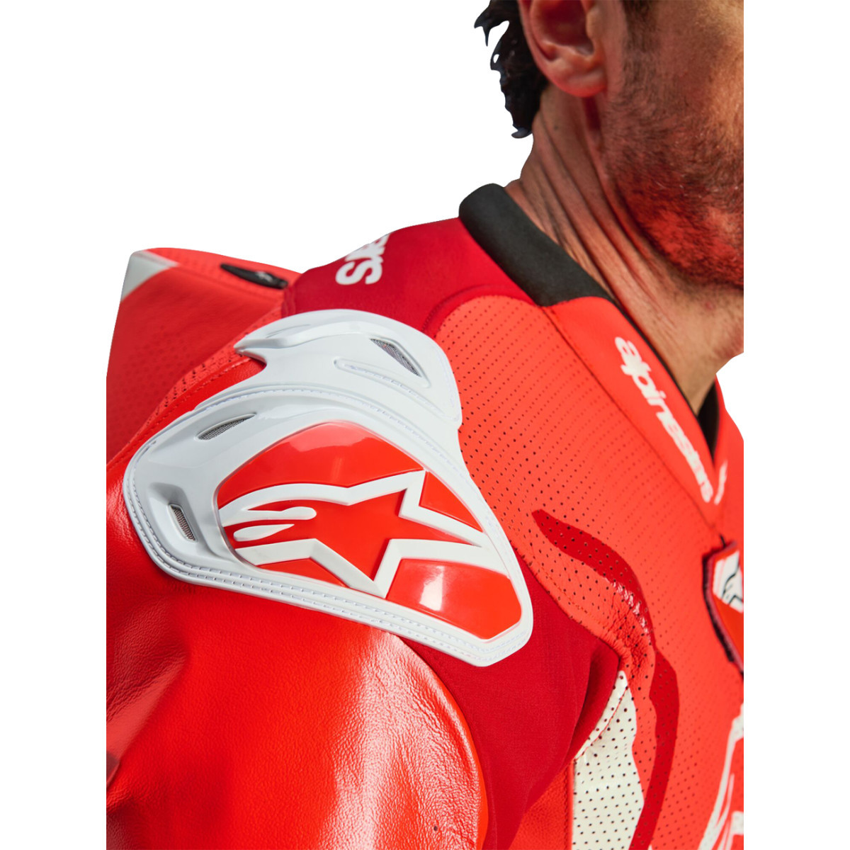 Alpinestars #3150226-3310-54 - GP Tech v5 1-Piece Leather Suit - Red Fluo/Bright Red/White - US 44 / EU 54