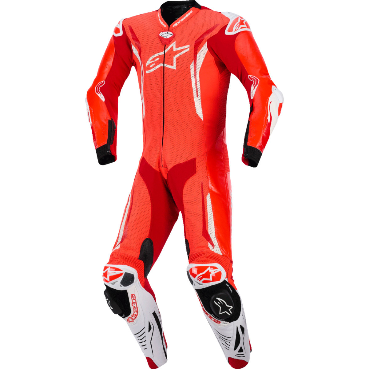 Alpinestars #3150226-3310-58 - GP Tech v5 1-Piece Leather Suit - Red Fluo/Bright Red/White - US 48 / EU 58