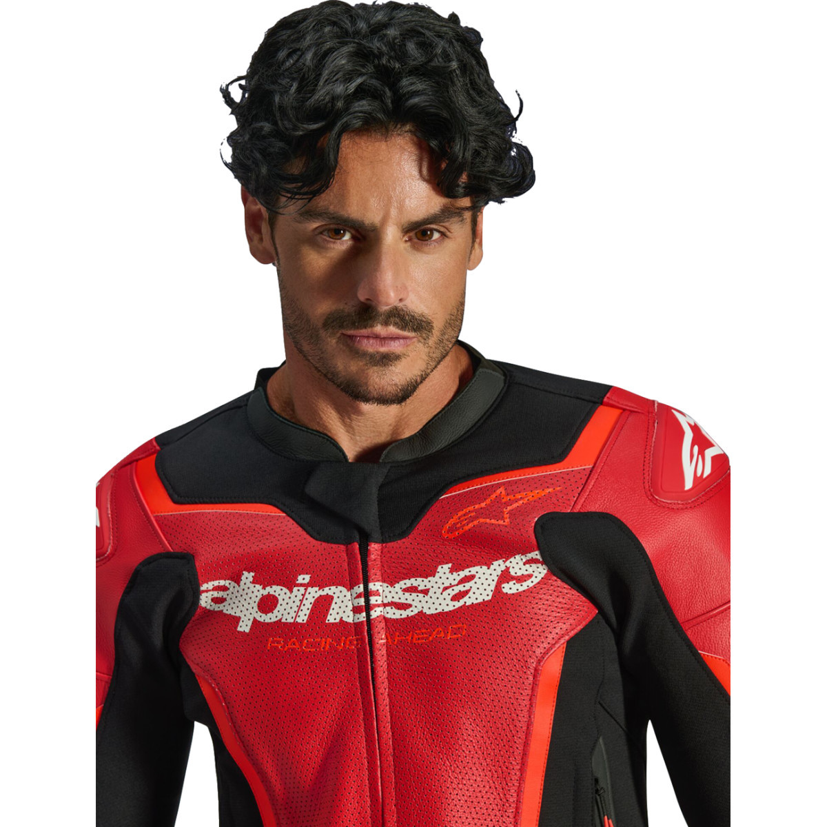 Alpinestars #3100326-3155-48 - GP Force v2 Airflow Leather Jacket - Red/Red Fluo - US 38 / EU 48