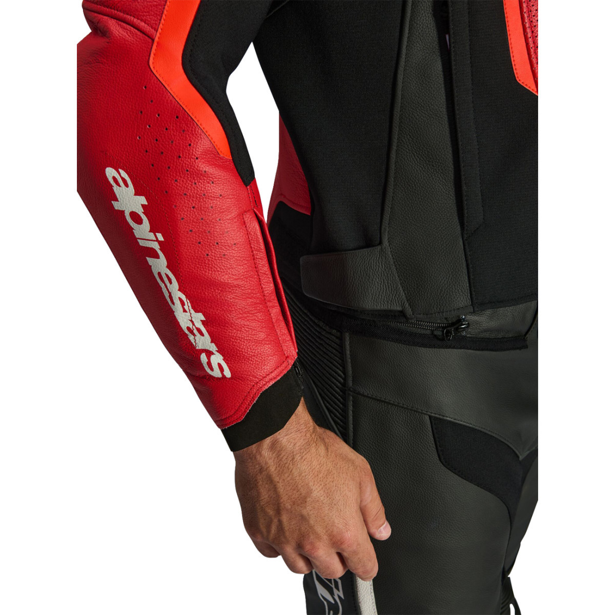 Alpinestars #3100326-3155-56 - GP Force v2 Airflow Leather Jacket - Red/Red Fluo - US 46 / EU 56