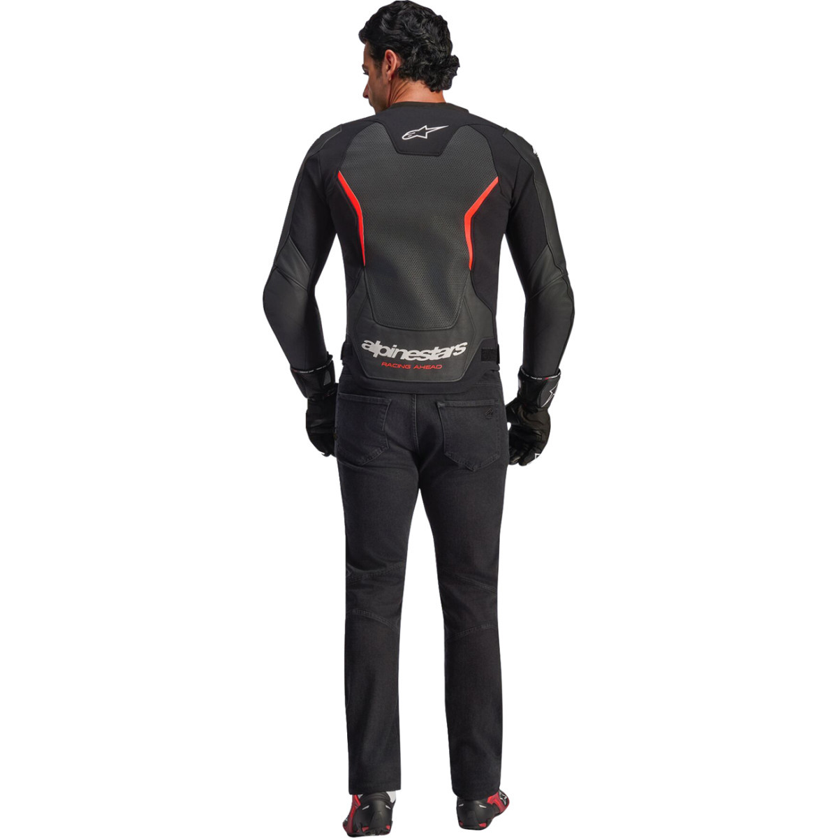 Alpinestars #3100326-1030-50 - GP Force v2 Airflow Leather Jacket - Black/Red Fluo - US 40 / EU 50