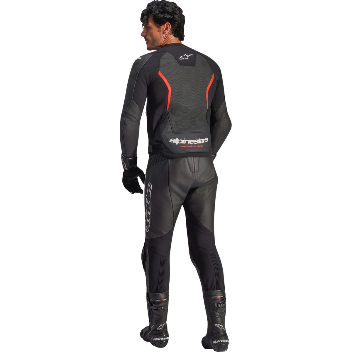Alpinestars #3100326-1030-50 - GP Force v2 Airflow Leather Jacket - Black/Red Fluo - US 40 / EU 50