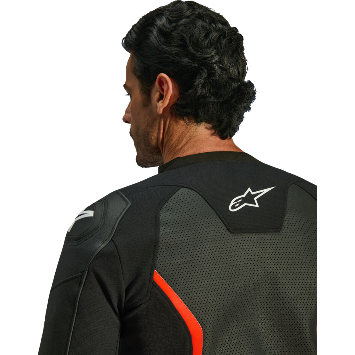Alpinestars #3100326-1030-52 - GP Force v2 Airflow Leather Jacket - Black/Red Fluo - US 42 / EU 52