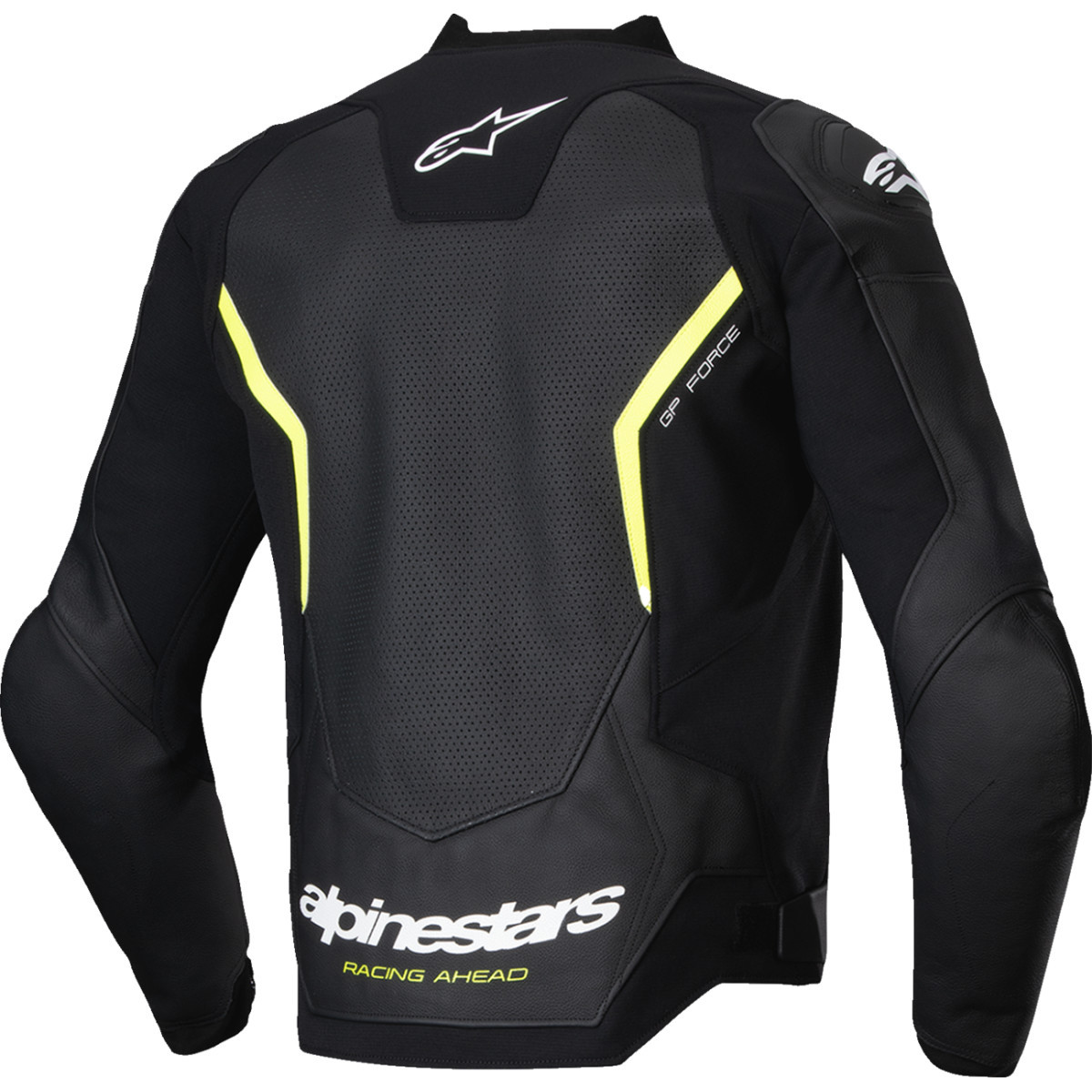 Alpinestars #3100326-155-50 - GP Force v2 Airflow Leather Jacket - Black/Yellow Fluo - US 40 / EU 50