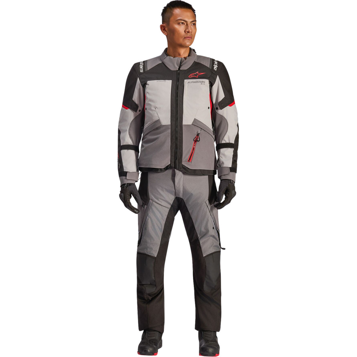 Alpinestars #3200526-9141-S - Andes v4 Drystar® Jacket - Dark Gray/Ice Gray/Black/Bright Red - Small