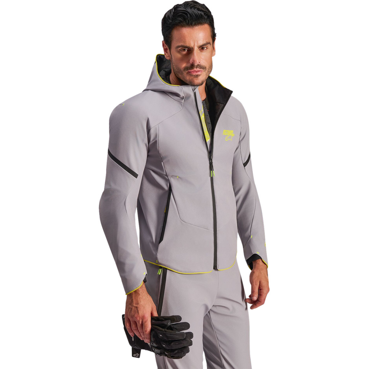Alpinestars #3200226-9116-S - Aeroshell Waterproof Jacket - Mid Gray/Yellow Fluo - Small