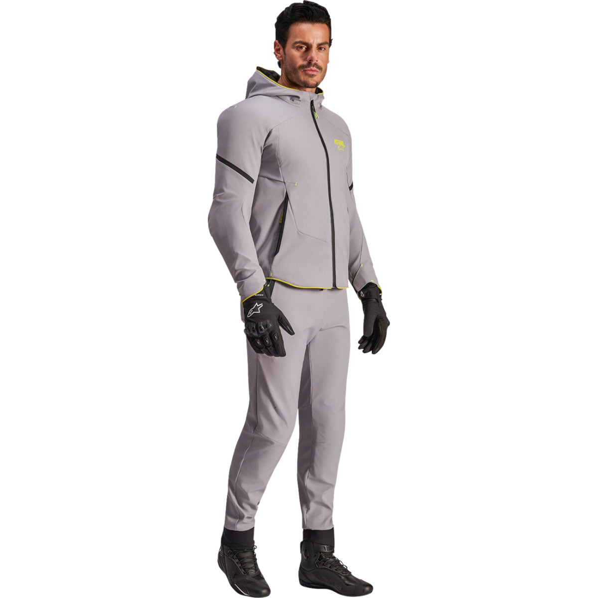 Alpinestars #3200226-9116-S - Aeroshell Waterproof Jacket - Mid Gray/Yellow Fluo - Small