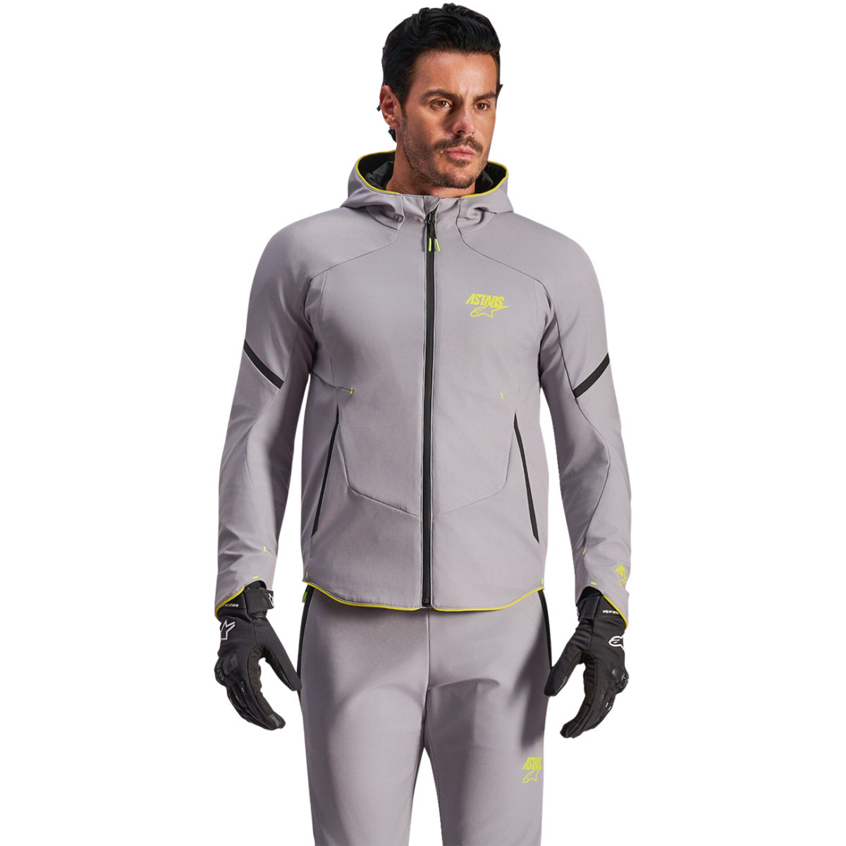 Alpinestars #3200226-9116-M - Aeroshell Waterproof Jacket - Mid Gray/Yellow Fluo - Medium