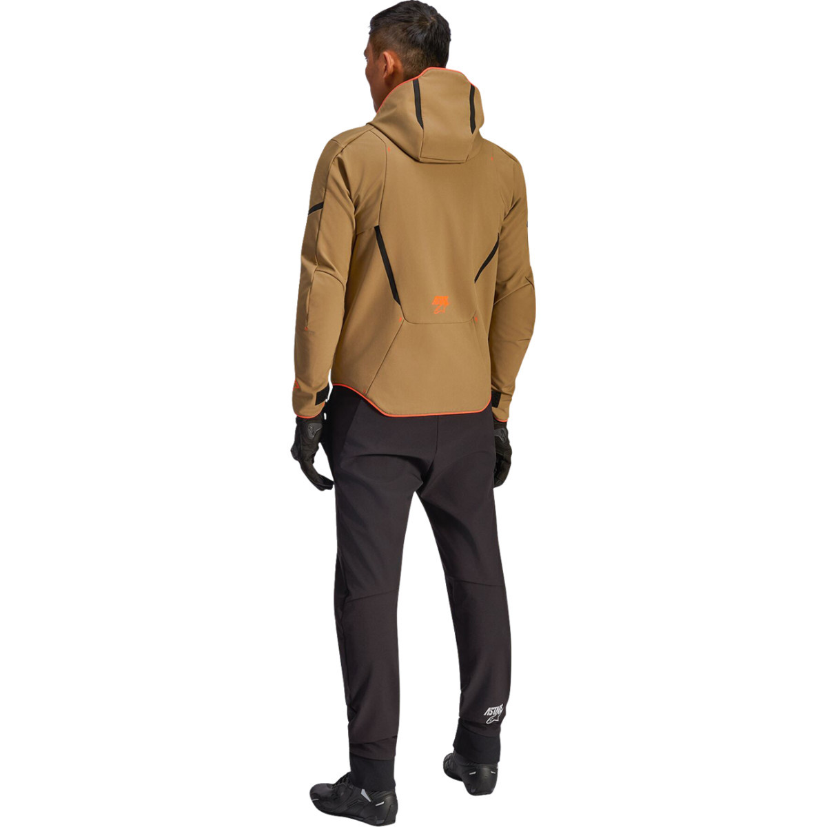 Alpinestars #3200226-8038-S - Aeroshell Waterproof Jacket - Dark Khaki/Black/Orange Fluo - Small