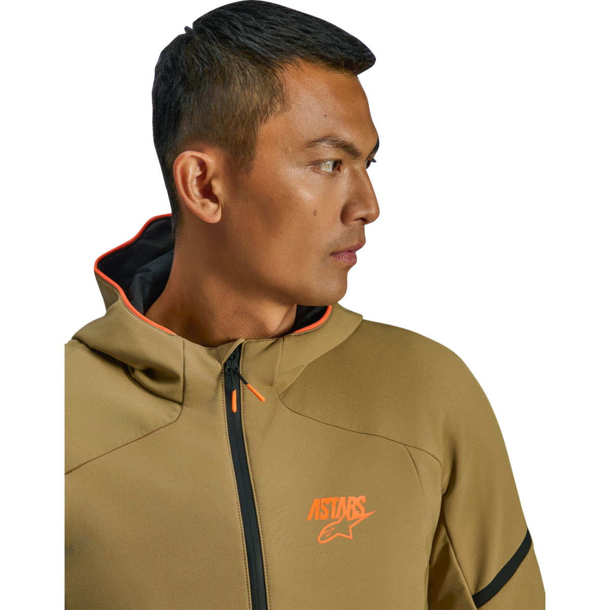 Alpinestars #3200226-8038-L - Aeroshell Waterproof Jacket - Dark Khaki/Black/Orange Fluo - Large
